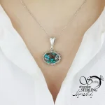 گردنبند نقره فیروزه عیار925 کد 19427