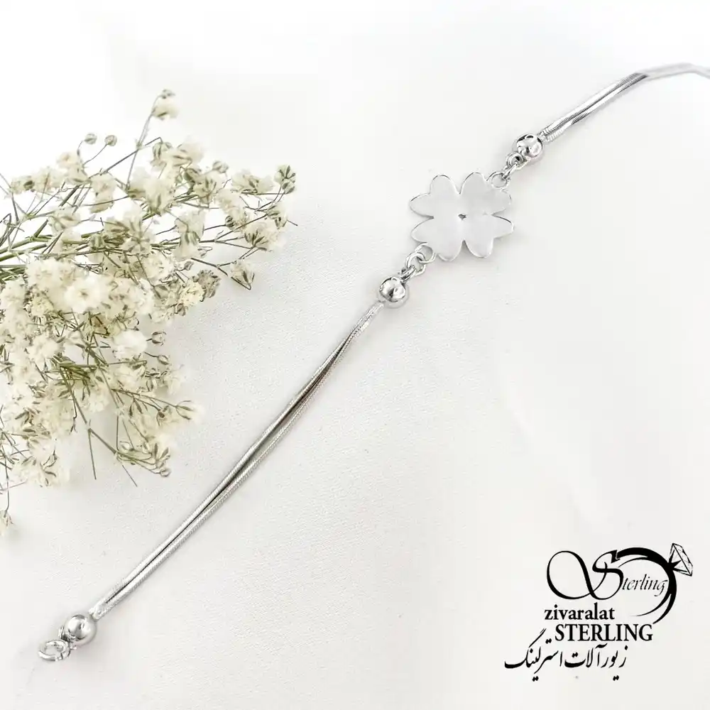 دستبند نقره طرح گل شبدر کد 19492 دستبند نقره طرح گل شبدر کد 19492