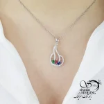 گردنبند جواهری نگین رنگی عیار925 کد 19566