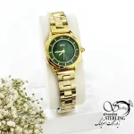 ساعت بند طلایی و صفحه سبز برند استیل کد 19951