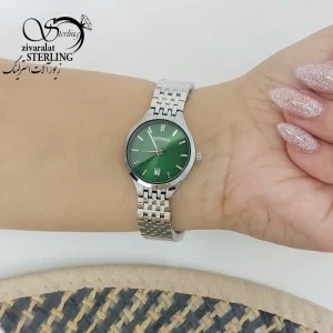 ساعت CITIZEN بند استیل سفید با صفحه سبز کد 19953