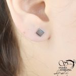 گوشواره مربع استیل سفید کد 7614