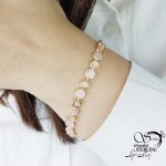 دستبند زنانه دایره ای طرح طلا نگین کاری شده کد 16502