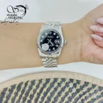 ساعت استیل رولکس (ROLEX) دیت جات صفحه مشکی کد 19972