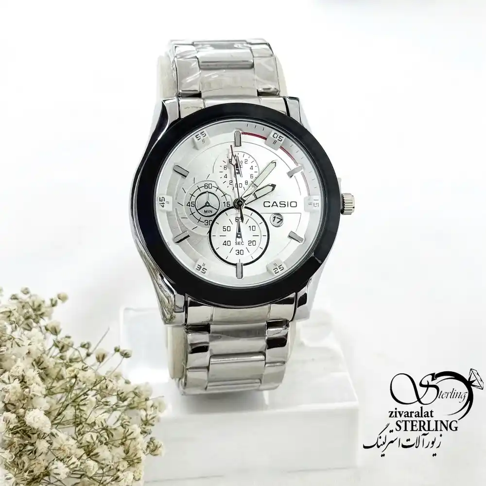 ساعت برند CASIO (کاسیو) بند استیل صفحه سفید کد 19981 ساعت برند CASIO (کاسیو) بند استیل صفحه سفید کد 19981