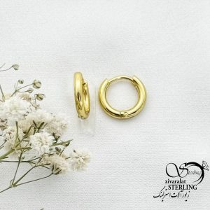 گوشواره استیل حلقه ایی ریز طرح طلا کد 16124 گوشواره استیل حلقه ایی ریز طرح طلا کد 16124