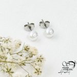 گوشواره استیل گوی مرواریدی متوسط کد 16194