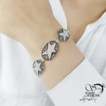 دستبند نقره سیاه قلم زنانه عیار925 طرح ستاره کد 19775