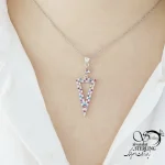 گردنبند نقره مثلث نگین رنگی عیار925 کد 19779