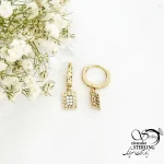 گوشواره ژوپینگ آویز مستعطیلی طرح طلا کد 19793