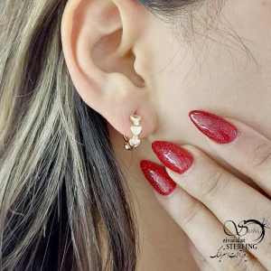 گوشواره ژوپینگ قلبی (کلیپسی) طرح طلا کد 19795