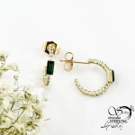 گوشواره ژوپینگ میخی نگین سبز کد 19822