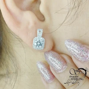 گوشواره تک نگین نقره با عیار925 کد 19855