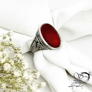 انگشتر نقره 925 عیار رکاب گوزنی سنگ عقیق کد 20014