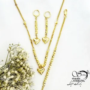 نیمست گوی دار با آویز قلبی طرح طلا کد 20058