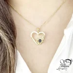 گردنبند قلب طلایی برند استیل با نگین تلسکوپی کد 20090