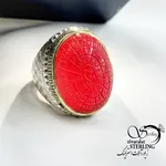 انگشتر نقره رکاب دستساز با سنگ یاقوت حک صد اسم اعظم الله کد 20192