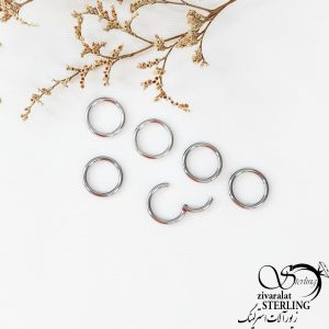 گوشواره استیل حلقه ای متوسط سفید کد 11602