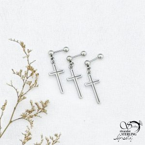 پیرسینگ گوش آویز صلیب مارک استیل کد 12550