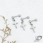 پیرسینگ گوش استیل با صلیب کد 12551