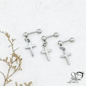 پیرسینگ گوش استیل با صلیب کد 12551