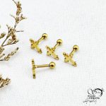 پیرسینگ گوش صلیب صلایی برند استیل کد 12556