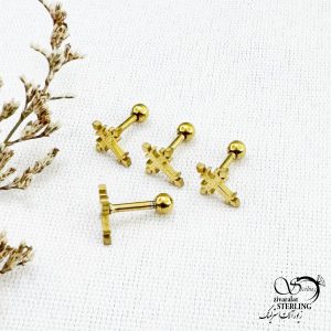 پیرسینگ گوش صلیب صلایی برند استیل کد 12556