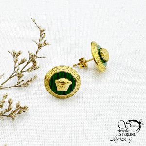گوشواره استیل میخی مدوسا سبز کد 12591