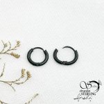 گوشواره استیل حلقه مشکی سایز کوچیک کد 13463
