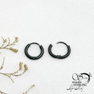 گوشواره استیل حلقه مشکی سایز کوچیک کد 13463