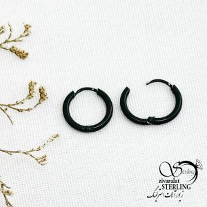گوشواره استیل حلقه مشکی سایز متوسط کد 13464
