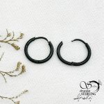 گوشواره استیل حلقه مشکی سایز بزرگ کد 13465