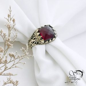 انگشتر طلاروس رکاب شبکه طرح یاقوت سرخ کد 14381