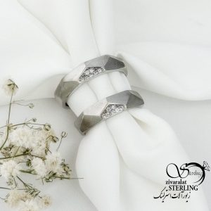 حلقه ست نقره نگین اتمی عیار925 ساخت ایتالیا کد 17325