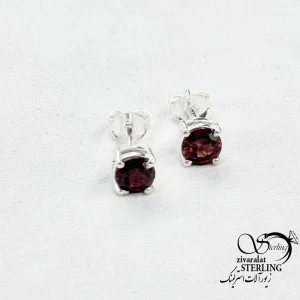 گوشواره نقره 925 عیار سنگ گارنت (زرشکی) کد 18386