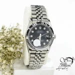 ساعت استیل رولکس (ROLEX) دیت جات صفحه مشکی کد 19972