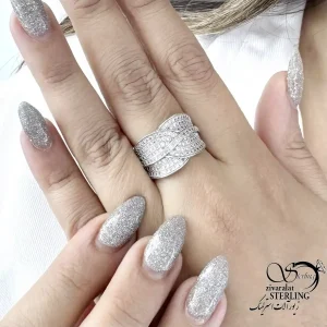 انگشتر زنانه فول نگین طرح طلا نقره 925عیار کد 20290