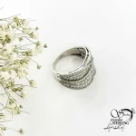 انگشتر زنانه فول نگین طرح طلا نقره 925عیار کد 20290