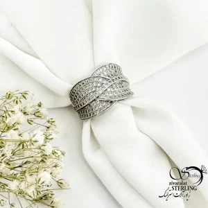 انگشتر زنانه فول نگین طرح طلا نقره 925عیار کد 20290