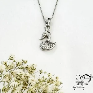 گردنبند طرح قو با نگین اتمی نقره 925عیار ایتالیا کد 20302