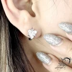 گوشواره کلیپسی طرح گل نگین دار نقره 925عیار کد 20305