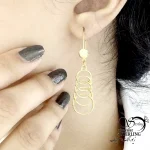 گوشواره آویز حلقه تو حلقه مشابه طلا کد 20484