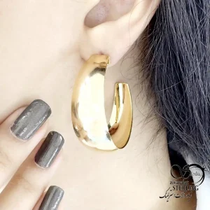 گوشواره آیینه ایی میخی طرح طلا کد 20541