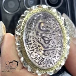 انگشتر آینه کاری نقره سنگ درنجف با ذکر یابرهان کد 20562
