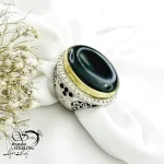 انگشتر سنگ یشم با نقره 925 عیار ساخت استاد امید کد 20566