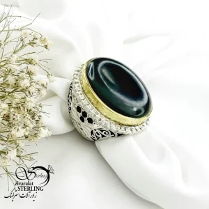 انگشتر سنگ یشم با نقره 925 عیار ساخت استاد امید کد 20566