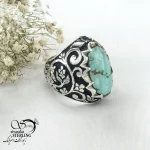 انگشتر نقره 925 عیار با سنگ فیروزه کد 20571