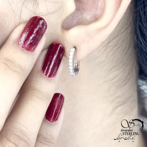 گوشواره نقره کلیپسی نگین دار کد 20618