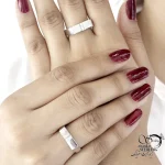 حلقه ست آینه ای نگین سه تایی نقره ایتالیا کد 20678