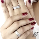 حلقه ست نقره نگین دو ردیفه کد 20680